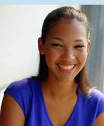 Girl in blue top